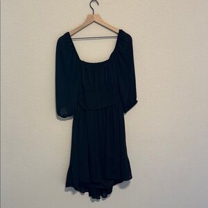 Elegant Black Dress with Puff Sleeves